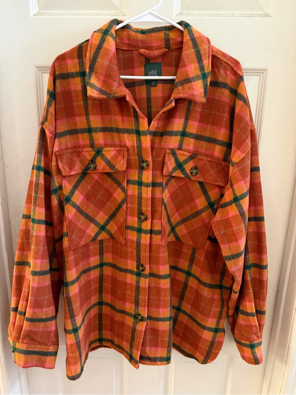 Wild Fable XXL Plaid Orange Button-Up Shirt Jacket